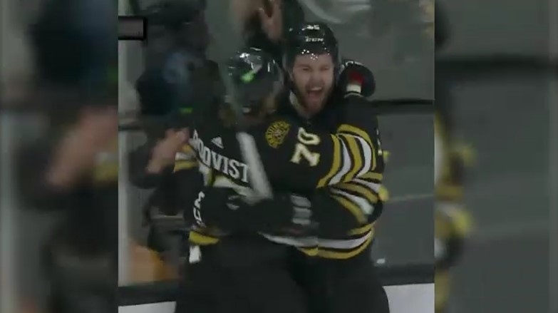 Justin Brazeau makes first NHL goal with Boston Bruins. Feb. 19/24 (NHL)
