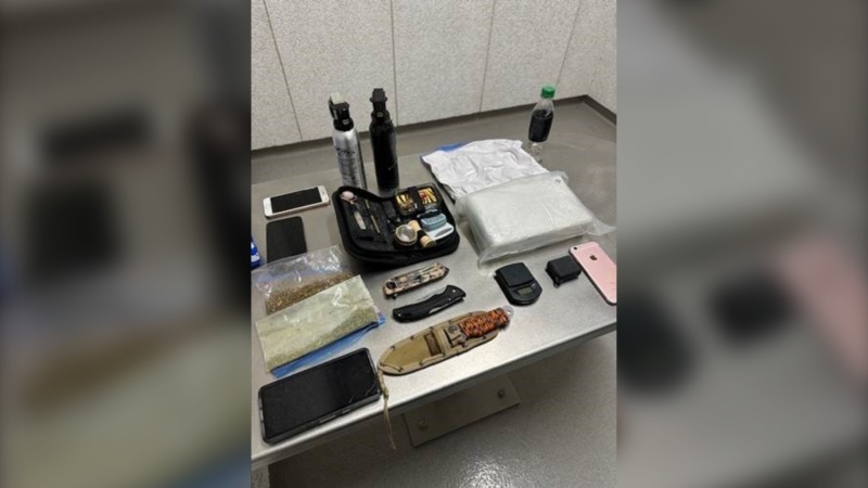 Items seized during a recent RCMP traffic stop. (Supplied photo)