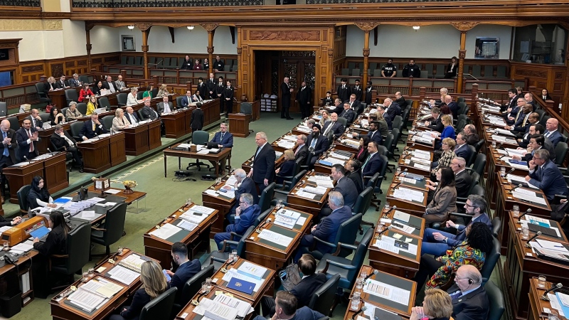 Ontario Premier Doug Ford answers questions from the official opposition at Queen's Park on Feb. 20, 2024. (Katherine DeClerq/CTV News Toronto)