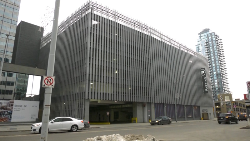 The HSBC building parkade at 101 Street and 102 Avenue. (Galen McDougall/CTV News Edmonton)