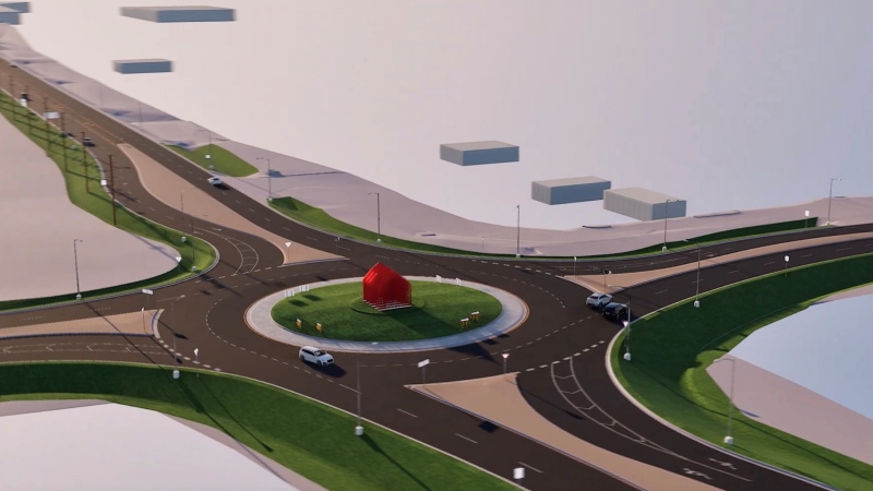 Three new roundabouts are planned as you enter St. Thomas from Highbury Avenue in London. This is an early look at the future of Highbury Avenue and Ron McNeil Line. (Source: City of St. Thomas)