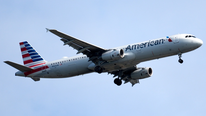 An American Airlines plane lands at Sarasota International Airport in Sarasota, Fla., on Monday, February 9, 2024 (AP Photo/Gene J. Puskar)