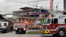 First responders were called to the scene of a "crane incident" at the Oakridge Park development on Feb. 21, 2024. 