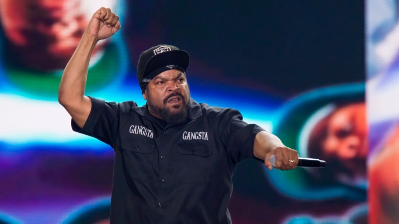 Rapper and actor Ice Cube performs at Hip-Hop 50 Live, celebrating 50 years of hip-hop on Friday, Aug. 11, 2023, at Yankee Stadium in the Bronx borough of New York. (Photo by Scott Roth/Invision/AP)