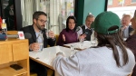 Montreal Mayor Valerie Plante meets with residents and business owners in the Village to talk about security concerns on Feb. 22, 2024. (Matt Gilmour / CTV News)