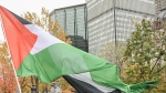 A Palestinian is waved during a Pro-Palestine rally in Montreal, Sunday, Nov. 12, 2023. THE CANADIAN PRESS/Graham Hughes