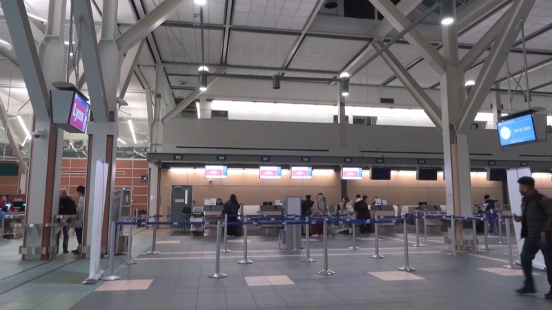 Lynx Air counters at Vancouver International Airport. 