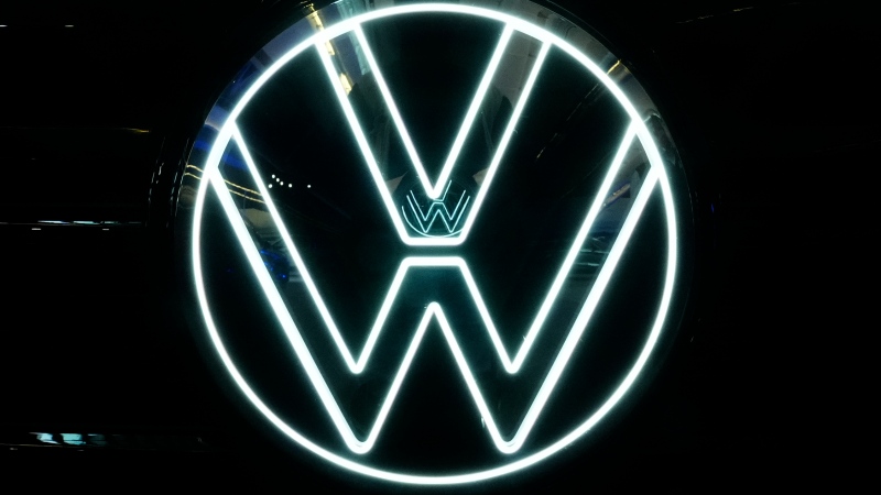 This is the Volkswagen logo on a Volkswagen automobile on display at the Pittsburgh International Auto Show in Pittsburgh, Feb. 15, 2024. Volkswagen is recalling more than 261,000 cars in the U.S. to fix a potential fuel leak that can increase the risk of fires. (AP Photo/Gene J. Puskar)