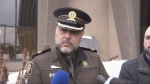 The Surete du Quebec's Benoit Richard speaks to the media on Friday, Feb. 23, 2024, about a major police operation targeting organized crime. (Source: Noovo Info)