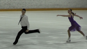 Philip Czarnecki and Mackenzie Lockston competing at the Novice National Championships in Waterloo on Feb. 23, 2024. (CTV News/Colton Wiens)
