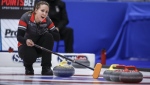Team Ontario–Homan skip Rachel Homan directs her teammates as they play Team Canada in qualifications at the Scotties Tournament of Hearts in Calgary, Alta., Friday, Feb. 23, 2024. THE CANADIAN PRESS/Jeff McIntosh