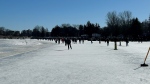 Skaters on the Rideau Canal Skateway are seen in this Feb. 24, 2024 image. (Sam Houpt/CTV News Ottawa)