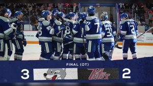 Sudbury Wolves rally in the third period to beat Peterborough in overtime at the Club’s Minor Sports Night on Friday. (Supplied/Sudbury Wolves)