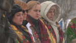 Regina Ukrainians gathered to mark somber anniversary on Saturday. (Wayne Mantyka / CTV News) 