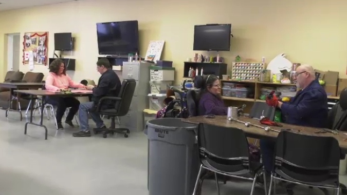 CTV News takes a look at programming offered by Community Living Ontario in the north and the support clients may have to go without if the funding model is not changed. Inside Community Living Timmins on Brousseau Avenue on Feb. 23, 2024. (Sergio Arangio/CTV News Northern Ontario)