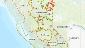 This map from the BC Wildfire Service shows 92 wildfires in the province on Feb. 25, 2024. (Image credit: BC Wildfire Service website) 