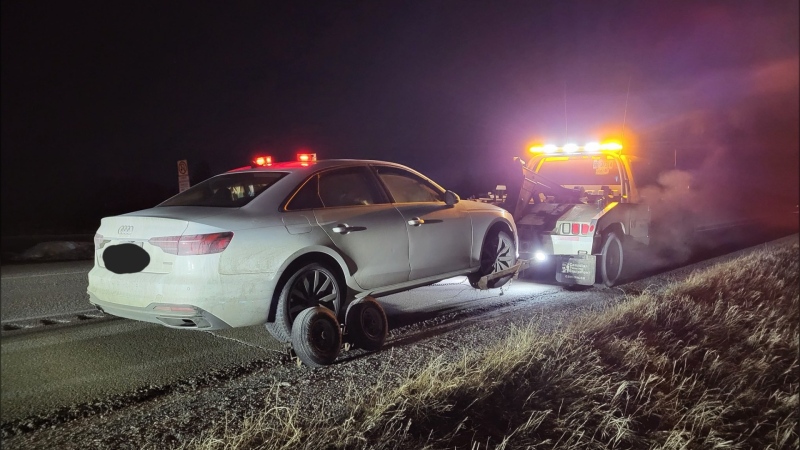 A Gatineau teen faces charges after crashing a stolen vehicle. (OPP/X)