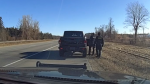 Ontario Provincial Police say a stolen 2023 Jeep Gladiator was stopped by officers on Hwy. 401 in South Glengarry Township on Saturday. (Ontario Provincial Police/release) 