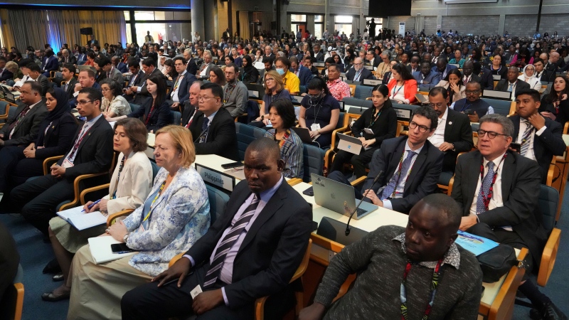 Delegates follow the day's proceedings during the opening session of the 6th United Nations Environment Assembly (UNEA) at the United Nations offices in Nairobi, Kenya, on Monday, Feb. 26, 2024. (Brian Inganga / AP Photo)