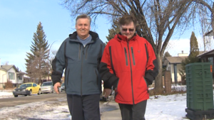 Steve and Andrea Mauws on a walk in Calgary. (Gina Martin / CTV News) 
