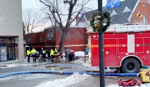 Greater Sudbury firefighters were on the scene early Monday evening after a fire broke out at St. Andrew’s Place on Larch Street downtown. (Dan Bertrand/CTV News)