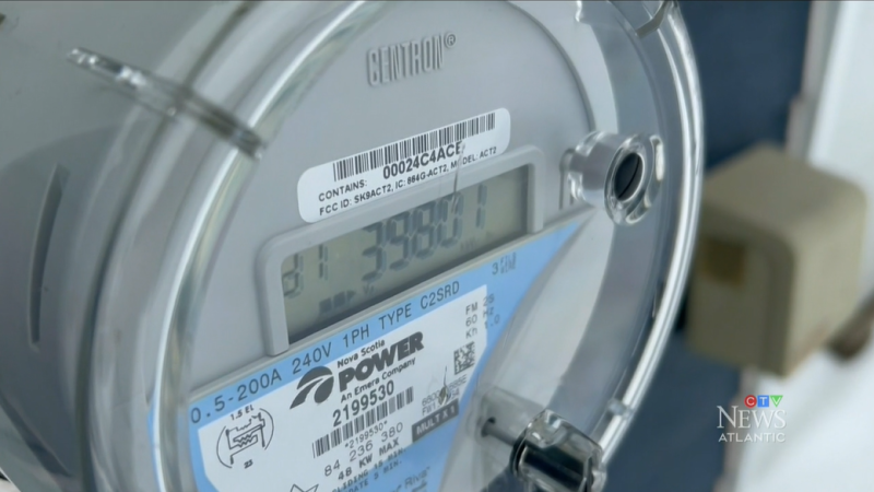 An electric meter from Nova Scotia Power is pictured outside a home on Feb. 26, 2024.