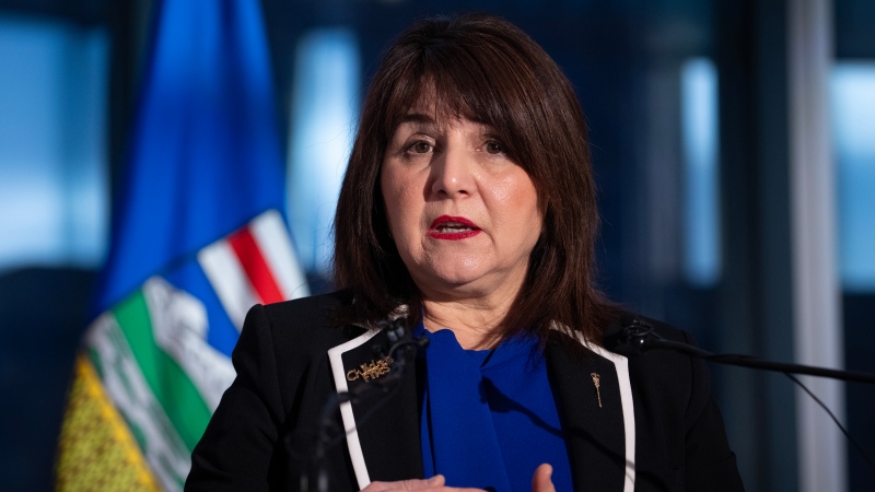 Adriana LaGrange, Minister of Health for Alberta, makes a health care announcement in Calgary on Thursday, Dec. 21, 2023. THE CANADIAN PRESS/Todd Korol.