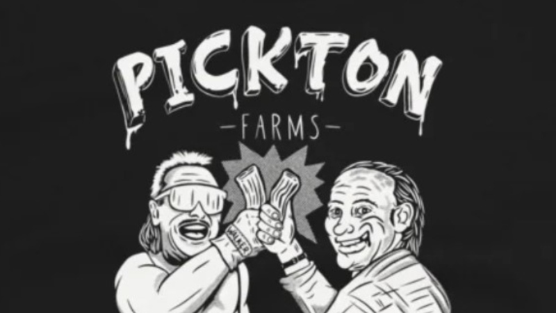 A T-shirt depicting a cartoon of Robert Pickton has caused outrage among relatives of the serial killer's victims. (DangerCatsShop.com)
