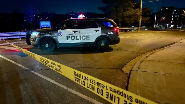 Two people were injured, one critically, after a shooting on Hickory Tree Road, near Weston Road and Lawrence Avenue, on Tuesday, Feb. 27, 2024. (Mike Nguyen/ CP24)
