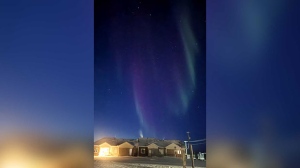 Northern lights in Lac Brochet this evening. Photo by Lucinda Flett.