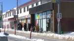 People outside a Bissell Centre location on Stony Plain Road on Feb. 27, 2024. (Marek Tkach/CTV News Edmonton)