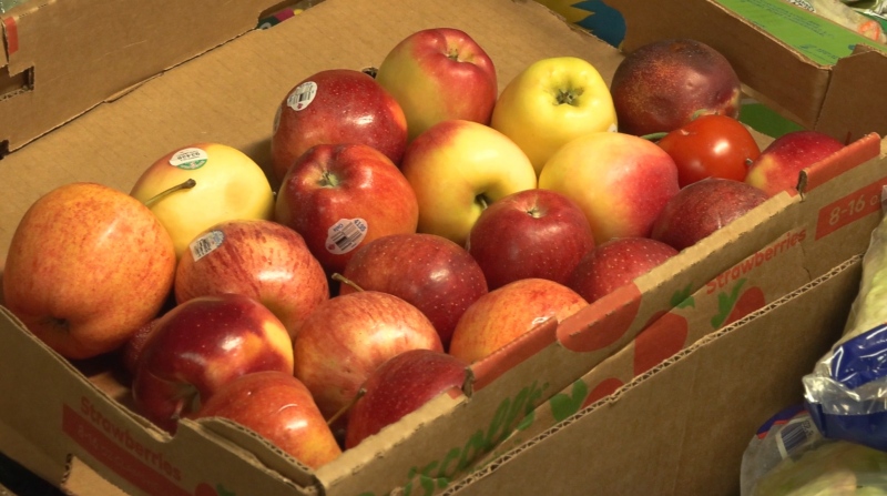 Apples at the Mustard Seed warehouse in Victoria on Feb. 27, 2024. (CTV News)