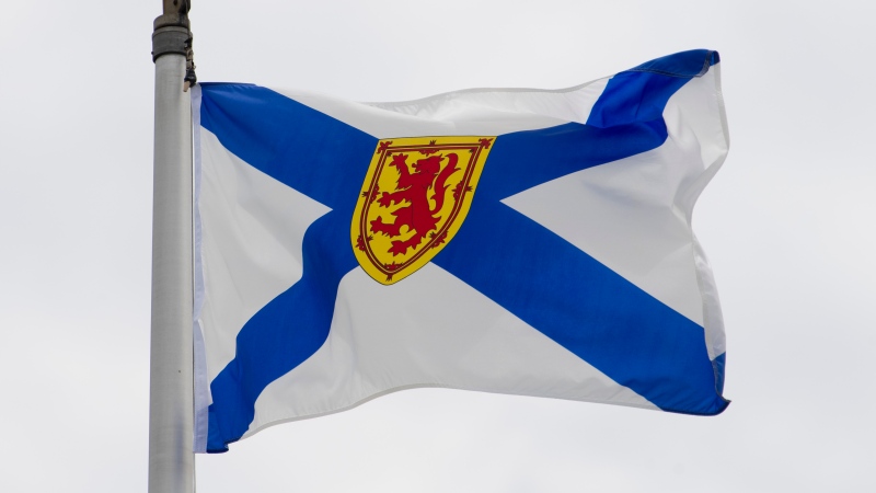 Nova Scotia's provincial flag flies on a flag pole in Ottawa, Friday July 3, 2020. THE CANADIAN PRESS/Adrian Wyld
