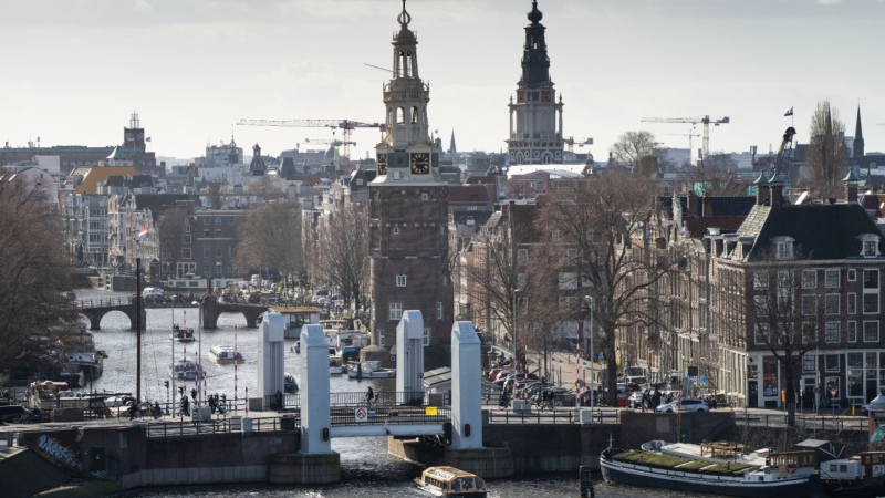 The Amsterdam skyline is seen on Feb. 25, 2023. (Peter Dejong / AP Photo)