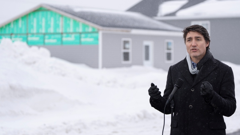 Prime Minister Justin Trudeau makes an announcement in Membertou First Nation on Cape Breton Island, N.S., Thursday, Feb. 22, 2024. THE CANADIAN PRESS/Darren Calabrese
