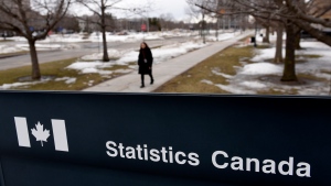 A sign outside a building at Statistics Canada in seen in Ottawa on Friday, March 12, 2021. THE CANADIAN PRESS/Justin Tang