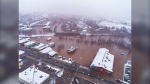 Drone picture of flooding taken in Sussex, N.B., on Feb. 29, 2024. (Source: Facebook/Ronnie Davis)