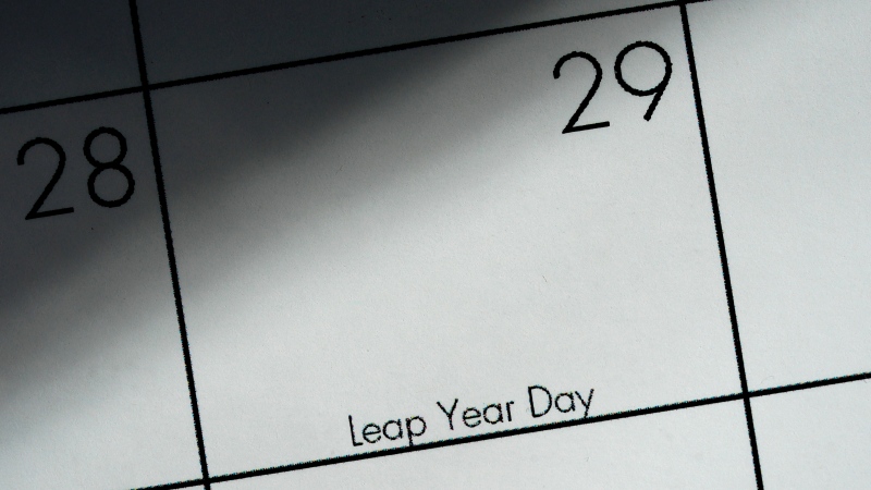 February, 29, otherwise know as leap year day, is shown on a calendar in Overland Park, Kan. on  Sunday, Feb. 25, 2024, 
