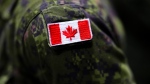 A Canadian soldier takes part in an announcement at Garrison Petawawa in Petawawa, Ont., on Oct. 19, 2023. (Sean Kilpatrick/Canadian Press)