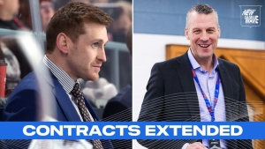 Mike McKenzie and Joe Birch will be sticking around for another few seasons with the Kitchener Rangers. (Source: Kitchener Rangers)