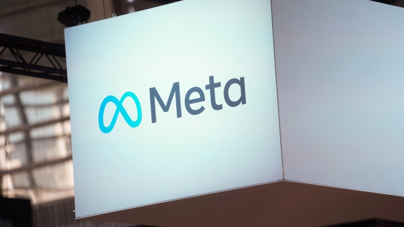The Meta logo is seen at the Vivatech show in Paris, France, on June 14, 2023. (AP Photo/Thibault Camus, File)