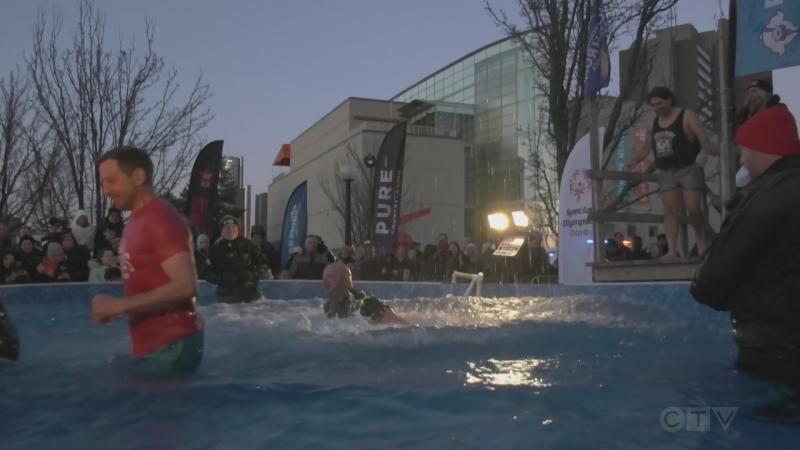 The Polar Plunge in Windsor, in support of Special Olympics Ontario. Feb. 29, 2024. (Travis Fortnum/CTV news Windsor)