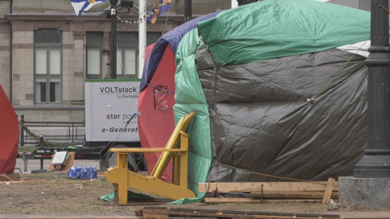 A tent is pictured at Halifax's Grand Parade on Feb. 29, 2024.