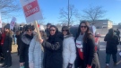 Greenshield workers on strike in Windsor, Ont., on March 1, 2024. (Bob Bellacicco/CTV News Windsor)