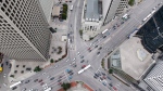 Portage and Main is pictured in a 2018 image. Winnipeg’s mayor says he is now in favour of reopening Portage and Main to pedestrians instead of footing the multi-million-dollar repair bill and gutting out years of construction-related traffic delays. THE CANADIAN PRESS/John Woods 
