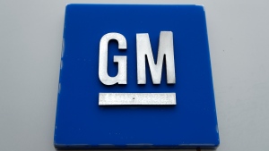 A General Motors logo is displayed outside an assembly plant in Hamtramck, Mich., on Jan. 27, 2020. (AP-Paul Sancya / The Canadian Press)