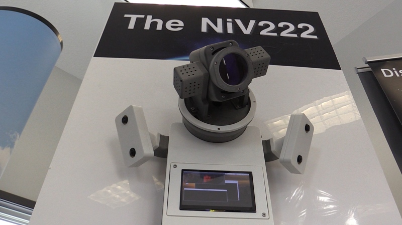 The “NiV222” ultraviolet light air treatment technology, seen in Blyth on March 1, 2024, detects and kills pathogens and bacteria in real-time. (Scott Miller/CTV News London) 