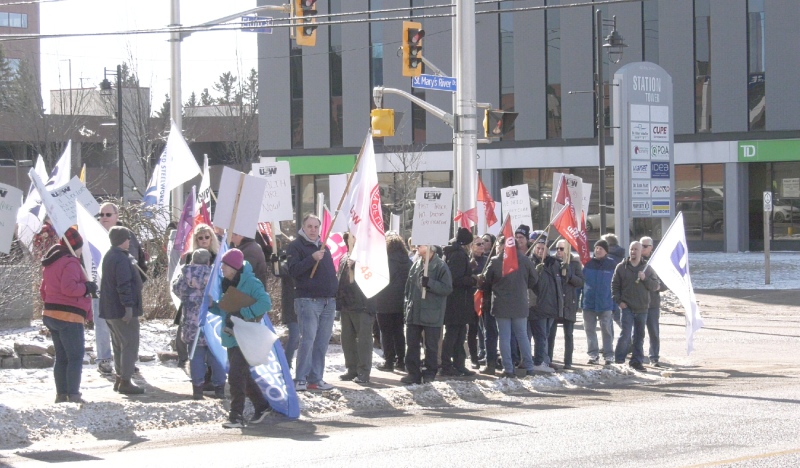 Local unions and those who recently lost their primary health-care provider gathered in front of Sault Ste. Marie MPP Ross Romano’s office Friday to protest the ongoing doctor shortage. March 1/24 (Mike McDonald/CTV News)