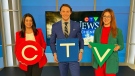 Alexandra Pinto, Will Aiello and Daryl Morris holding the CTV letters. (March 1, 2024)