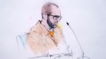 In this courtroom sketch Defendant Alexander Smirnov speaks in Federal court in Los Angeles, Feb. 26, 2024. The FBI informant who was once held up by Republicans as a credible source of information about Hunter Biden now finds himself charged with lying to federal authorities. (William T. Robles via AP)